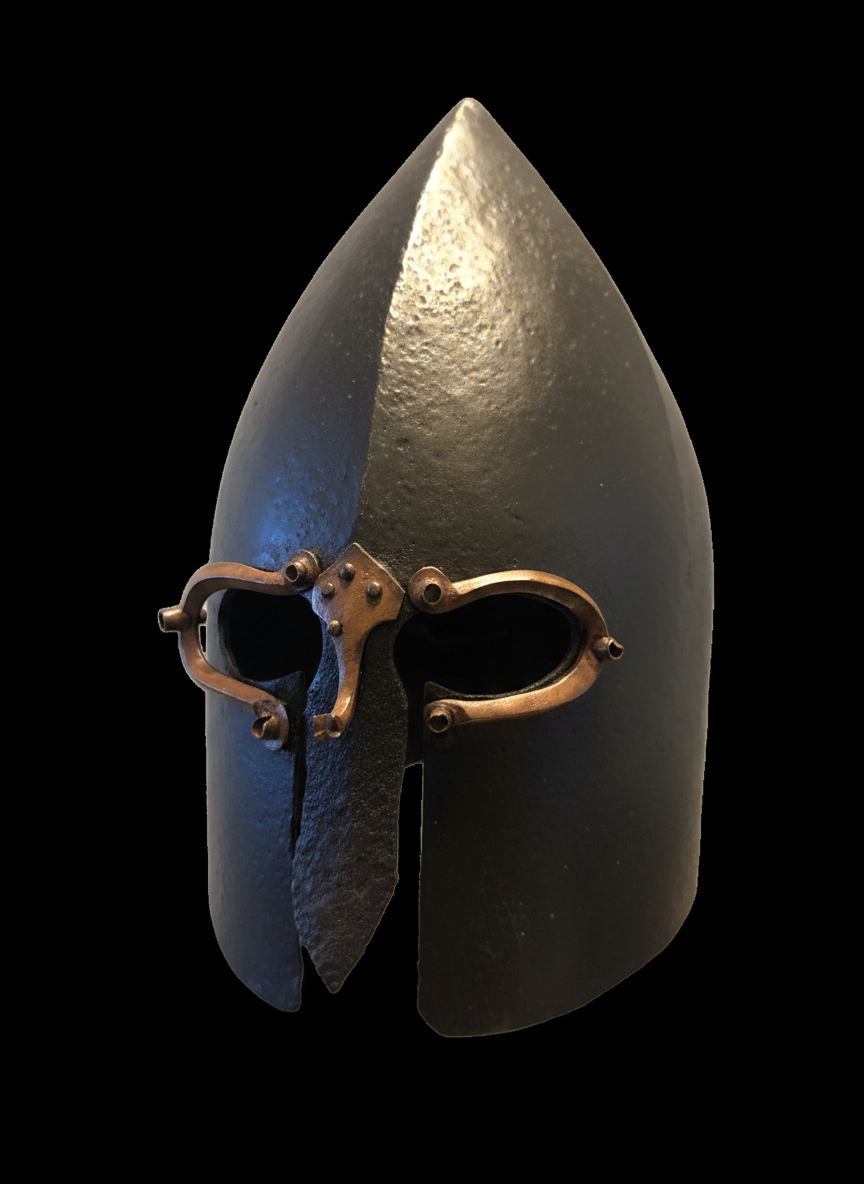 Artist impression of the Lough Henney Helmet — front view
